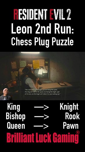 Leon 2nd run: How to solve the chess plug puzzle #LeonKennedy #ResidentEvil2Remake #RE2 #Capcom #PS5 #BrilliantLuckGaming #AJ