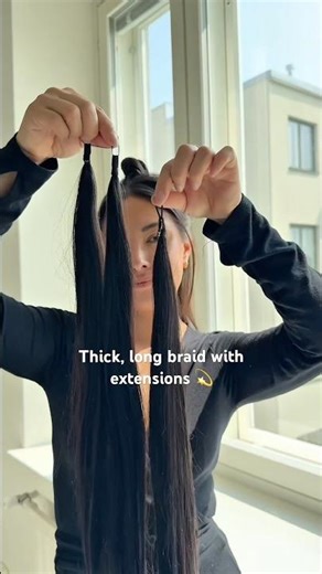 How to get a thick long braid with hair extensions 🤍 #hairextensions #braidstutorial #hairhack