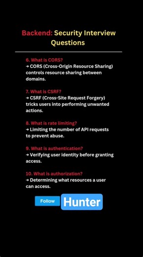Backend security questions #codewithhunter #viral #coding #pythonprogramming #interview #ai #ml #dsa