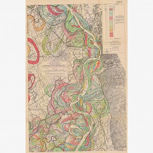 Mississippi River Meander Belt, Geological Map by Harold Fisk, 1944- 5 of 15 - Teak Wood Magnetic Hanger Frame Optional - Etsy