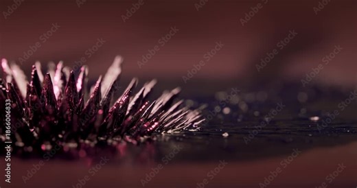 This striking footage shows how metal particles react to a magnet, forming intricate shapes against a black background, ideal for motion graphics and visual effects that demand attention