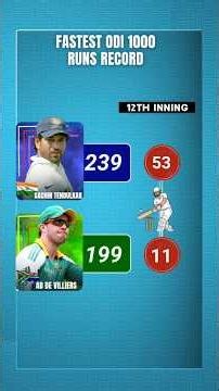 Sachin Tendulkar vs Ab De Villiers Fastest to 1000 ODI Runs Comparison in Cricket #cricket #icc #ipl