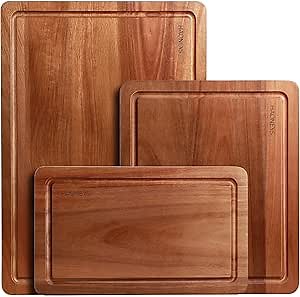Titanium Cutting Board Double Sided, 15” Wood Cutting Board for kitchen, GR1 Titanium & Ebony Large Chopping Board for meat with Juice Groove for Meat & Veggies