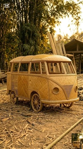 A Van Made Entirely of Bamboo – Incredible Craftsmanship🚐🌿