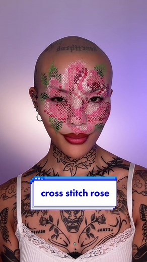 attemped to draw a rose inspired by traditional cross stitching patterns #fyp #avantgardemakeup