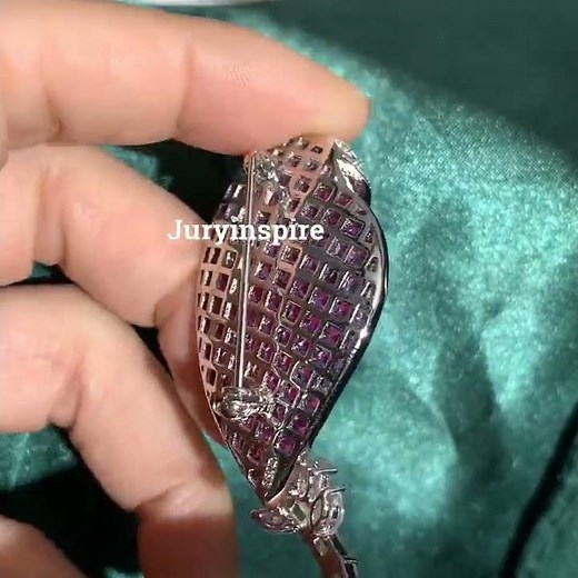 Invisibly Set 22.5ctw Asscher Cut Ruby Brooch