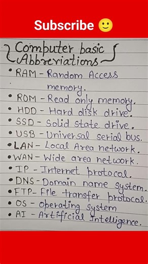 computer abbreviations | common/basic computer abbreviation | full forms #abbreviation #computer