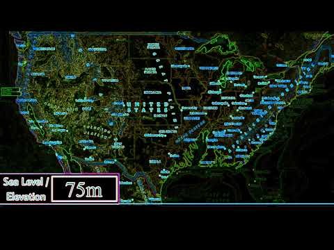 USA Underwater: Sea Level Rise Simulation (0-4000m)