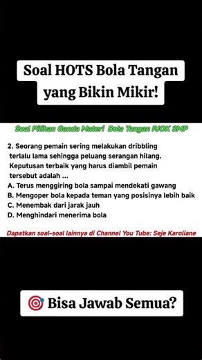 Soal Bola Tangan Bisa Jawab Semua? #BolaTangan #AsesmenPJOK #PendidikanJasmani #shorts #shortvideo