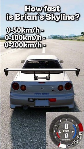 Nissan Skyline R34 Acceleration Test in BeamNG.drive 🚀 (Brian O’Conner Build)