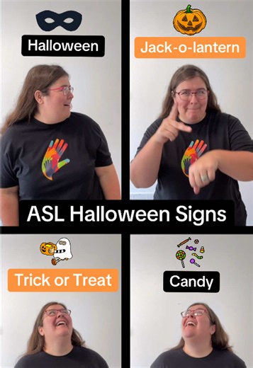 How to sign Halloween 👻 Jack-o-lantern 🎃 Candy 🍬 Trick or Treat in ASL #learnasl #halloween2026 #halloween #halloweenishere #asl