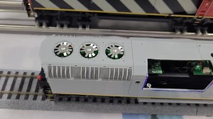 A short video showing the rotating fans on the forthcoming Aurora Miniatures International HO scale SD50F locomotive, here at the 2024 Amherst Railway Society Railroad Hobby Show in West Springfield, Mass. | Railroad Model Craftsman Magazine