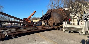 Independence water tower narrowly misses home during demolition