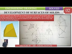 Engineering Drawing | Development of Solids - Square Pyramid | Learn with Nikhil