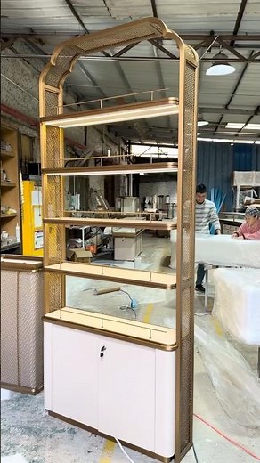 Behind the Scenes: Crafting Luxe Gold & LED Custom Jewelry Store Wall Display Units! #jewelrydisplay