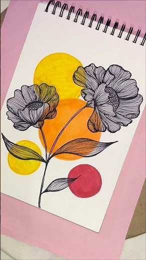 LINE ART✨| How to make easy line art💛🧡❤️#art #lineart #drawing