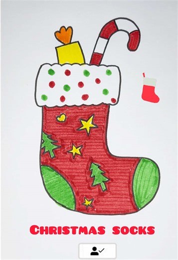 Christmas Stocking art for kids 🎁 | how to draw christmas stocking 🎅 | christmas drawing #creatorsearchinsights #colorart, #drawingtips, #arttechniques, #coloringfun