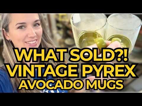 WHAT SOLD?! Vintage Pyrex Avocado Mug Set | Retro Kitchen Glassware Sold | Antique Store Shipping