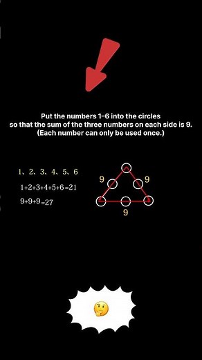Can You Solve The Magic Triangle? | Place 1-6 for Sum 9 #maths