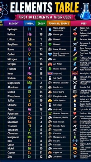 First 30 Elements 🔥 | Elements & Symbols | Chemistry Easy Trick | Edusparx#Elements #PeriodicTable