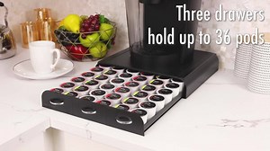 Mind Reader Single Serve Coffee Pod Organizer with 3-Drawers Black, 36-Pod Capacity, 13.5 in. L x 12.25 in. W x 2.5 in. H TRY01-BLK