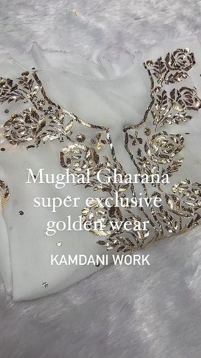 5.5K views · 47 reactions | Kaamdani is the metallic embroidery often used to add some spark to the blank spaces within chikan adorned textiles. Tikki (the small sequin-like stitch) is probably the most popular kaamdani stitch, though there are others. #mughalgharana #goldworkembroidery #lucknowichikankari #kamdaniwork | Mughal Gharana | Facebook