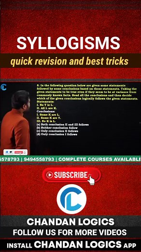 Syllogisms best tricks by chandan sir #chandan_logics #chandan_logics_telugu #reasoning #aptitude #ssc #ssc_cgl #competetive_exams #govt_jobs | Chandan Logics