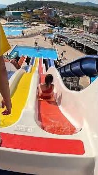 Parallel Slide Giant Multi Slide Challenge Ride at Kusadasi Water Park, Turkey #waterpark