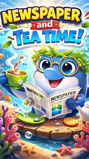 Dolphin loves reading the newspaper and having Tea #youtubeshorts #kidsvideo #kidsentertainment