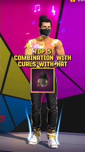 Top 5 combination with curls with hat #freefire#ffshorts#ffdress#freefirecombo#ffstyle