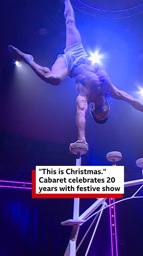 La Clique, a show which brings together cabaret, circus, comedy and burlesque is marking its 20th year with a series of festive shows in London. #london #londonnews #circus #cabaret #laclique #comedy #burlesque #westend #leicestersquare | BBC London
