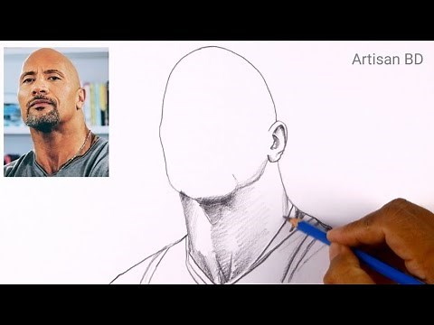 How to draw Realistic face The Rock Dwayne Johnson, Step by step Easy Pencil Sketch #therock