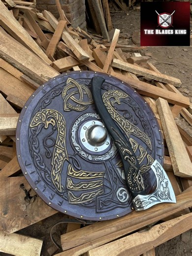 Handmade Viking Shield & Axe Set: Norse Dragon Design, Cosplay Prop.......... - Etsy