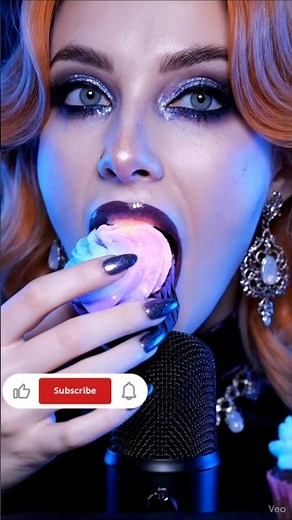 ASMR Girl Eats AMAZING Galaxy Cupcakes Aesthetic Space Dessert Mukbang Cosmic Feast #shrots