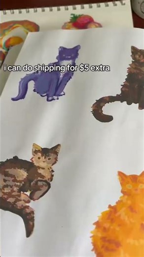 colorful kitty commissions open#commissions #catart #sketchbook #catdrawing #petportrait