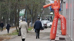 Animated Inflatable Advertising Street Figure. Store Mega Sale Advertisement Stock Footage - Video of attracting, buyers: 242043778