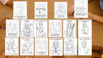 January Catholic Saints Coloring Pages | 16 Feast Day Worksheets | Liturgical Ye