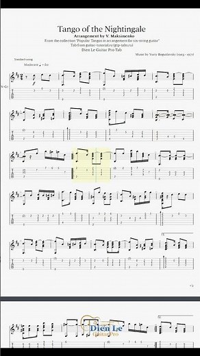 Romantic Russian Tango – 'Tango of the Nightingale' for 6 String Guitar