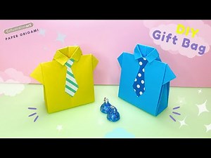 How to Make Origami Gift Bag | DIY Father's Day Gift Ideas | NO GLUE Gift Box | Origami T-shirts