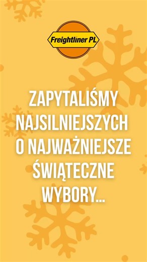 Wesołych Świąt! 🎅🚂 Jakie są świąteczne wybory naszych #Najsilniejszych? Obejrzyjcie z nami 🎦 Cała ekipa #FreightlinerPL życzy Wam ciepłych, bezpiecznych i spokojnych Świąt Bożego Narodzenia - spędzonych dokładnie tak, jak lubicie. Niech ten świąteczny czas doda Wam energii na nadchodzący rok. ✨ #FPL | Freightliner PL