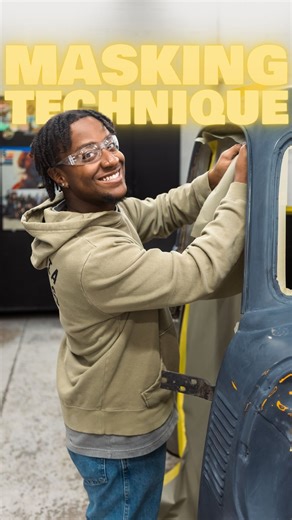 Lost Angels Career Center on Instagram: "Learning new masking techniques before we jump into doing some body work on this 50s Chevy truck 🤝"