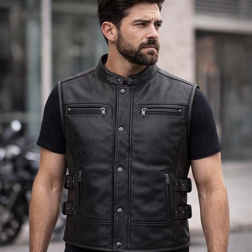 Mens Leather Motorcycle Vest, Club Style Biker Vest, Patch Ready Leather Vest, Black Leather Vest for Men, Riding Vest, Custom Club Vest - Etsy