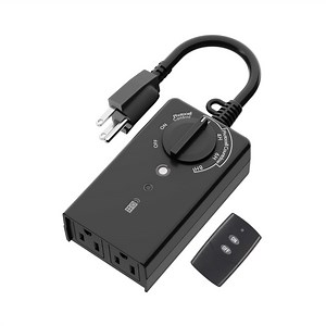 BN LINK Outdoor 24 Hour Water Resistant Photoelectric Countdown Timer Photocell Light Sensor 2 4 6 or 8 Hours Countdown Mode 2 Grounded Outlets Remote Control 100ft Range for Home and Garden