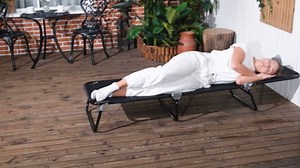Outsunny Portable Sun Lounger, Lightweight Folding Chaise Lounge Chair w/ Adjustable Backrest & Pillow for Beach, Poolside and Patio, Black
