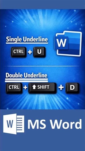Single & Double Underline Shortcuts in Microsoft Word