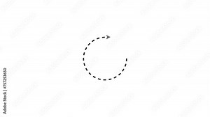 Dotted black line circle with arrow. transparent background. 4k Video