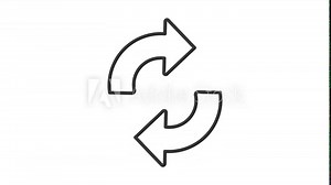 Rotating arrows line animation. Animated icon of pointers. Concept of repetition, cycle or update. Black illustration on white background. HD video with alpha channel. Motion graphic