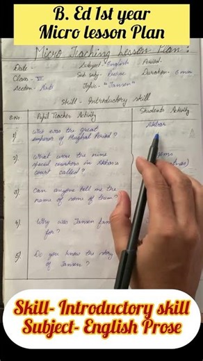 🟤Micro Lesson Plan || B.Ed 1st year|| English|| Introduction skill Part-2 #microteachinglessonplan