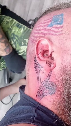 Ear/Neck tattoo skeleton (PT4) By Robert Erfourth at Artistic Rites Tattoo