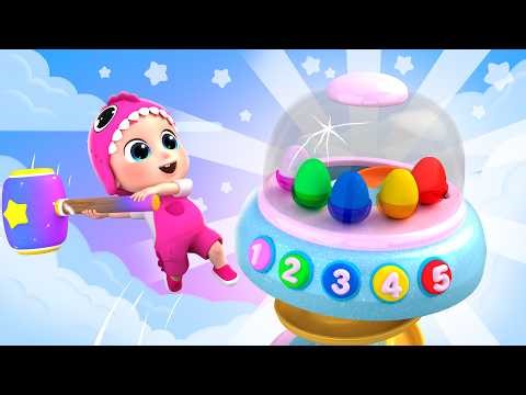 🥚 Colorful Eggs With Vehicles | Learn Numbers and Colors | Bubbleee - Sing Along & Learn Compilation